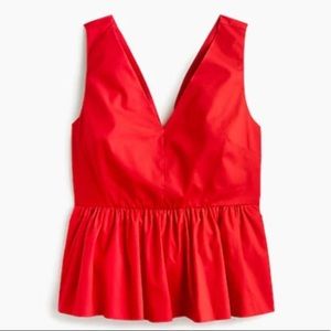 J. Crew Red Sleeveless V Neck Peplum